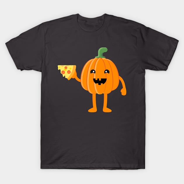 Halloween Pumkin. Cute Pumpkin eat pizza. T-Shirt by lakokakr